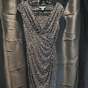 New with tags, Ralph Lauren Midi summer dress, black with white pattern